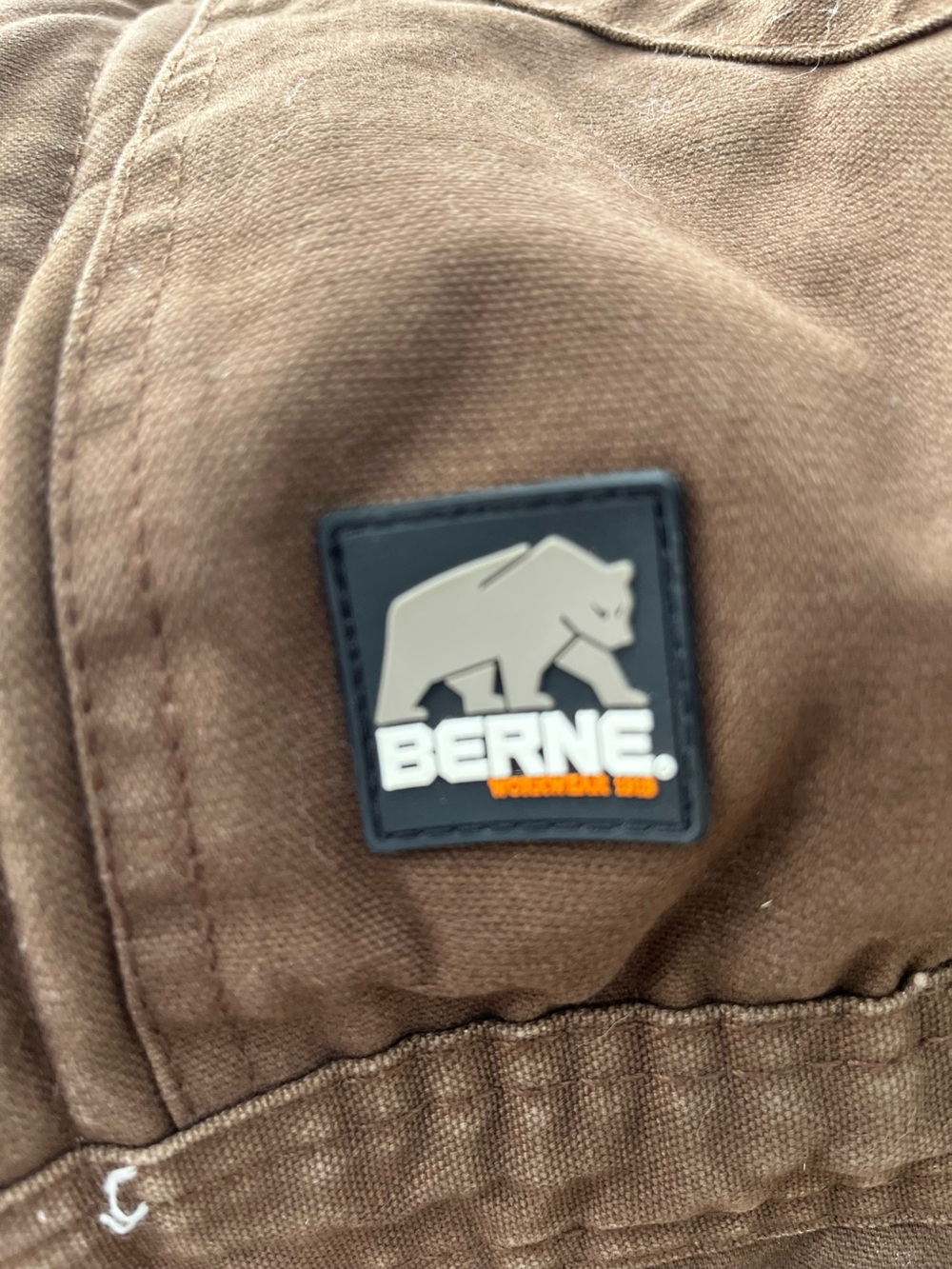 BERNE Brown Work Jacket with Bear Logo